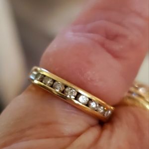 14k 1ct Yellow Gold Channel Set Diamond Band Ring Size 5